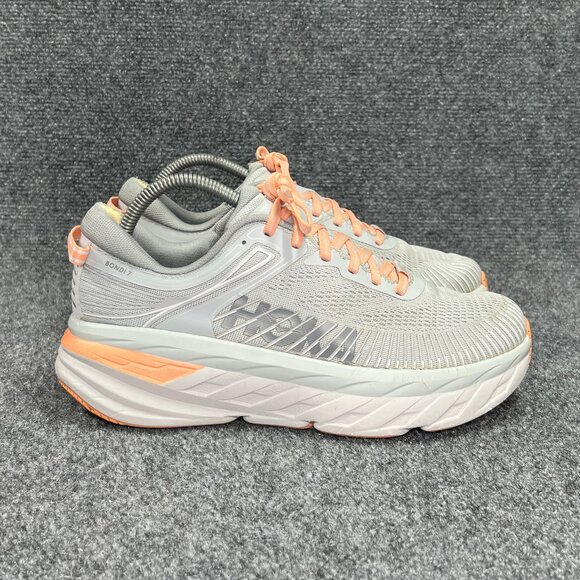 Hoka Bondi 7 Running Shoes Women's Size 8.5 Grey Athletic Training Run Sneakes - Picture 1 of 13